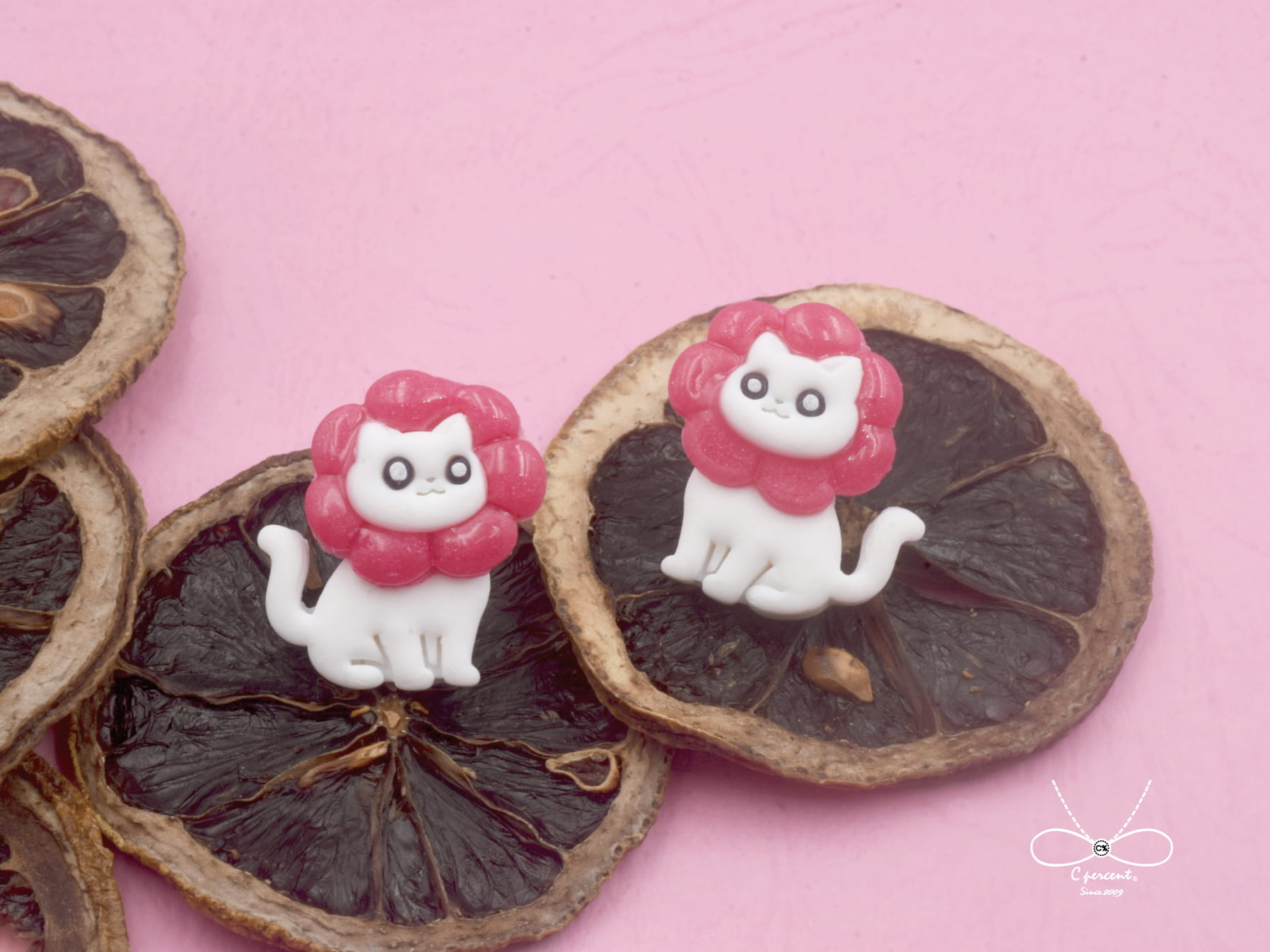 小花白貓 | 可改夾式 手工軟陶耳環 動物耳環 貓咪耳環